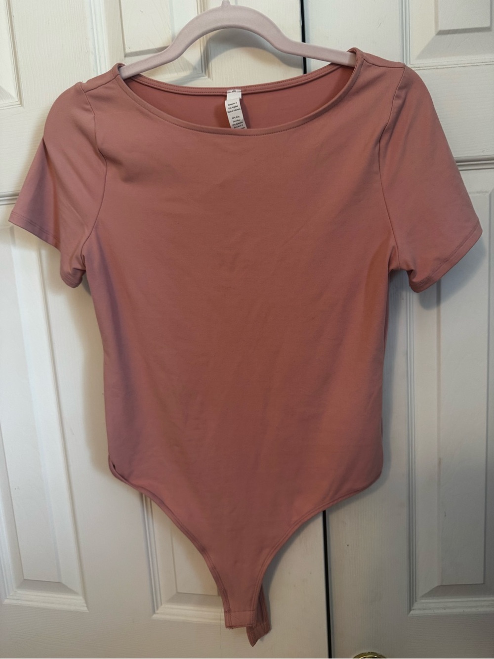 Women’s Short Sleeve Bodysuit in Dusty Rose - Classic Scoop Neck